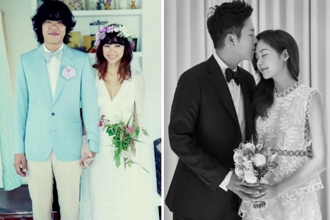 가수 이상순과 이효리 결혼식 사진, 골프선수 안성현, 배우 성유리 결혼식 사진. 두 사람 모두 스몰 웨딩 형식으로 결혼식을 올렸다. /사진=온라인커뮤니티