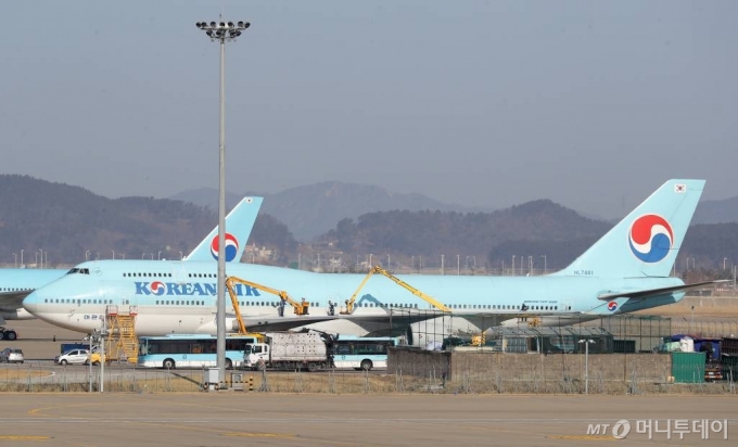 인천국제공항에 계류 중인 대한항공 여객기 / 사진=인천국제공항=이기범 기자 leekb@