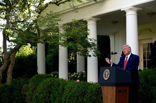 7월 14일(현지시간) 백악관 로즈가든에서 도널드 트럼프 대통령이 브리핑하고 있다./사진=AFP