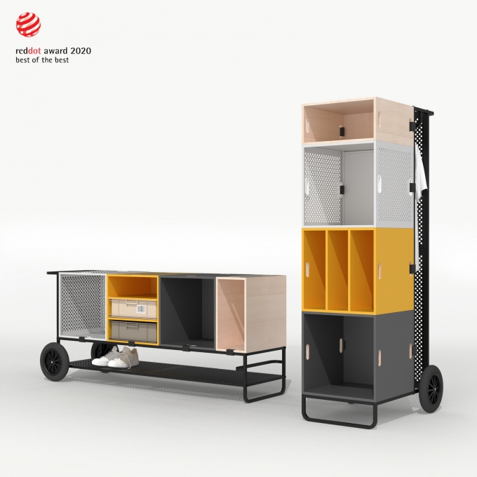 지누스가 ‘레드닷 디자인 어워드 2020 (Red Dot Design Award 2020)’에서 3관왕을 차지했다. 사진은 디자인 콘셉트 부문에서 최고상을 수상한 ‘Moving Z(이동수납함)’ 자료사진./사진=지누스