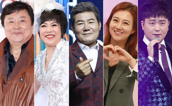 왼쪽부터 가수 남진, 김연자, 진성, 장윤정, 박현빈 /사진=머니투데이DB, 뉴스1