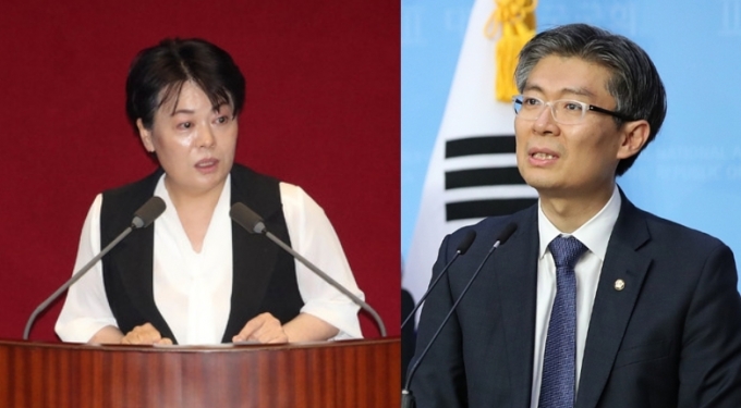 윤희숙 미래통합당 의원(왼쪽)과 조정훈 시대전환 의원. /사진=뉴시스.