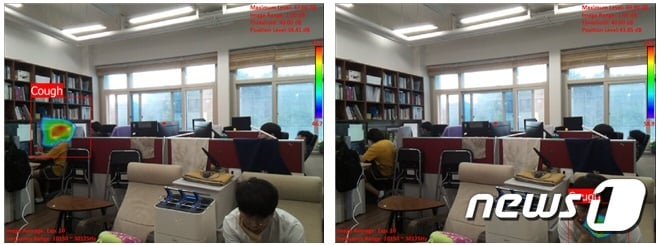 연구실 환경에서 기침 인식 카메라의 기침 발생 위치표시© 뉴스1