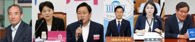 (왼쪽부터) '임차인'임을 공개한 윤준병·윤희숙·김선교·장경태·용혜인·신동근 의원./사진=머니투데이DB, 뉴스1