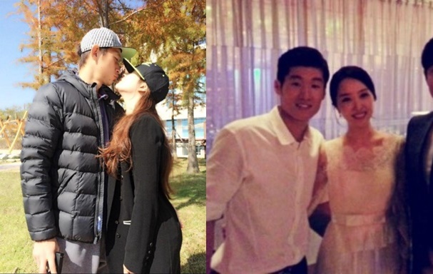 왼쪽부터 김보민-김남일 부부, 김민지-박지성 부부/사진=SNS