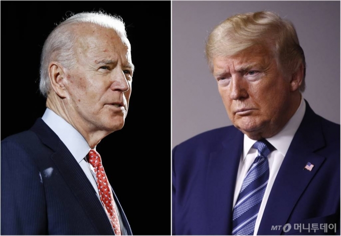 [AP/뉴시스] 올해 미국 대선에서 맞붙을 조 바이든 전 부통령(왼쪽), 도널드 트럼프 대통령(오른쪽)