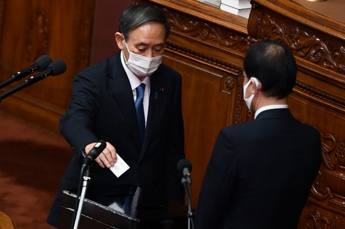 스가 요시히데 일본 새 총리/사진=AFP