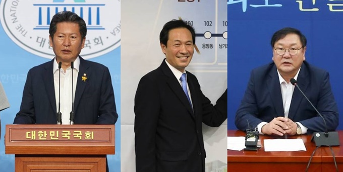 정청래 더불어민주당 의원, 우상호 의원, 김태년 원내대표(왼쪽부터) /사진=뉴시스