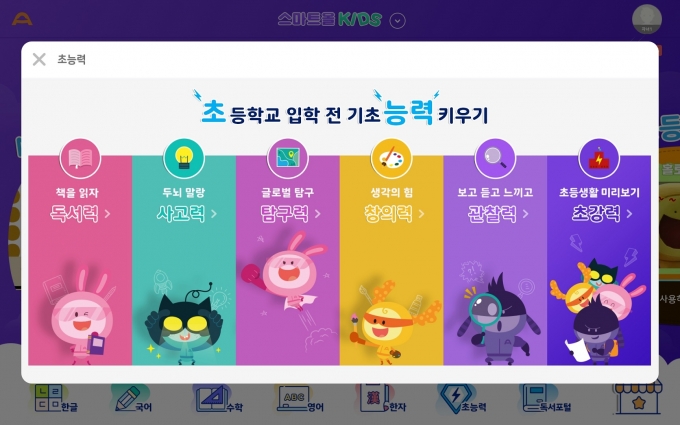 스마트교육 업체 웅진씽크빅이 출시한 스마트패드 기반 예비초등학교 종합학습 서비스 스마트올 키즈 자료사진./사진=웅진씽크빅<br>