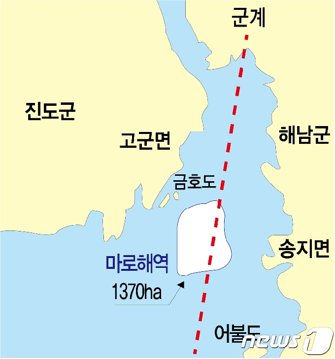 해남군 송지면과 진도군 고군면 사이의 마로해역/뉴스1 &copy; News1