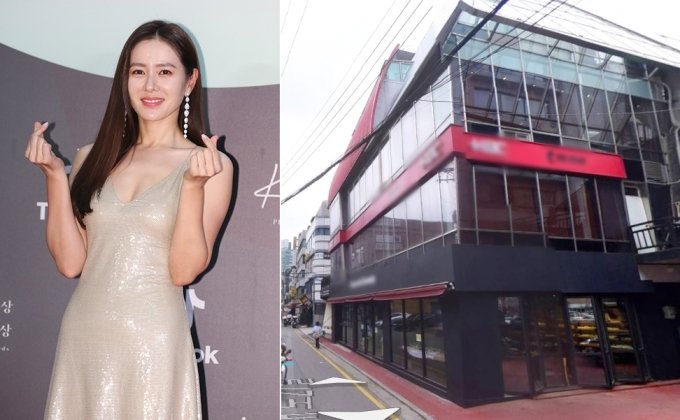배우 손예진(왼쪽)이 매입한 서울 강남구 신사동의 한 건물./사진=머니투데이DB, 네이버 지도 로드뷰