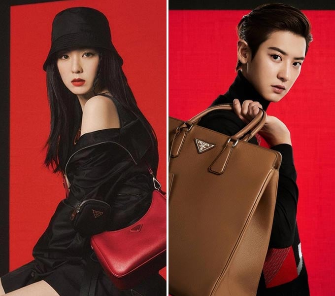 패션 브랜드 '프라다'의 앰버서더로 발탁된 그룹 레드벨벳 아이린, 엑소 찬열/사진=아이린, 엑소 인스타그램