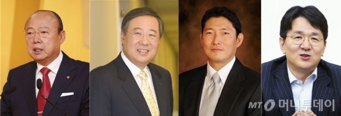 김승연 한화그룹 회장, 류진 풍산 회장, 조현준 효성 회장, 조원태 한진 회장(사진 왼쪽부터)