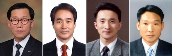 (왼쪽부터) 임대규 현대홈쇼핑 대표이사 사장, 이재실 현대백화점면세점 대표이사 부사장, 김관수 현대엘앤씨 대표이사 부사장, 임명진 에버다임 대표이사 부사장