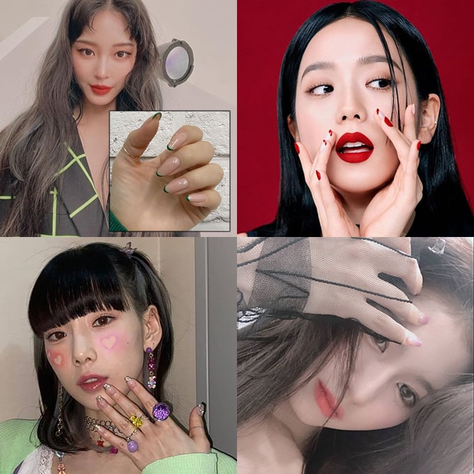 배우 한예슬, 블랙핑크 지수, 소녀시대 태연, 트와이스 사나 네일 /사진=인스타그램