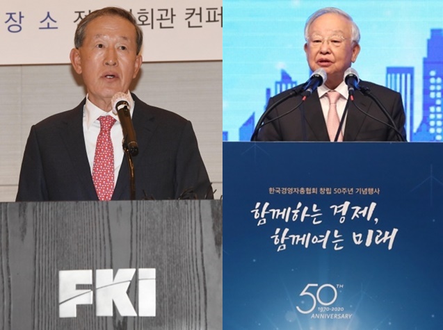 (왼쪽부터)허창수 전국경제인연합회 회장, 손경식 한국경영자총협회 회장/사진=머니투데이DB