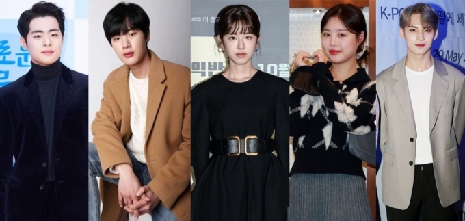왼쪽부터 배우 조병규, 김동희, 박혜수, (여자)아이들 수진, 세븐틴 민규 / 사진=머니투데이 DB