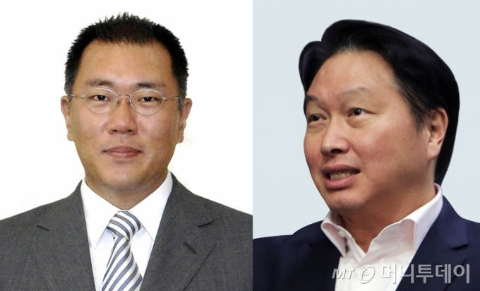정의선 현대차그룹 회장과 최태원 SK그룹 회장