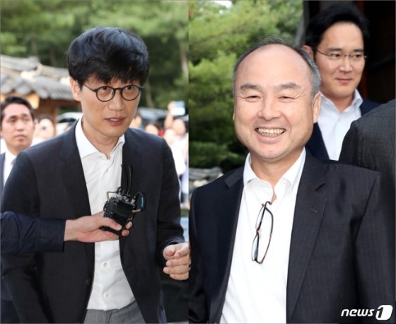 이해진 네이버 글로벌투자책임자(GIO)와 손정의 소프트뱅크 회장.