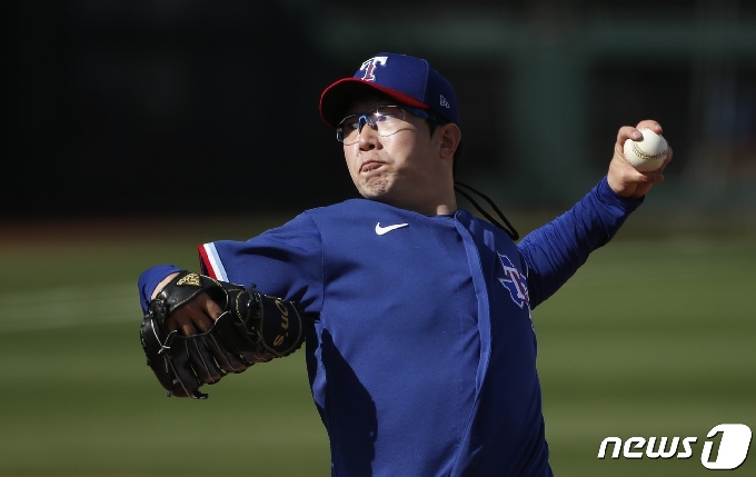 양현종은 텍사스 대체 캠프팀의 첫 연습경기에서 2이닝 무실점을 기록했다. © AFP=뉴스1