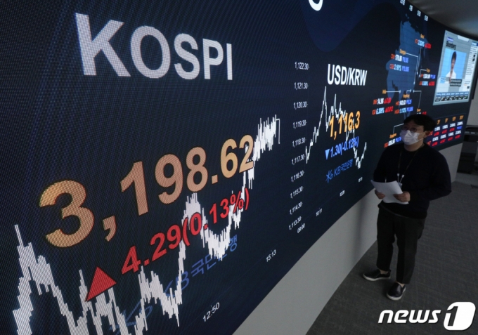 (서울=뉴스1) 신웅수 기자 = 16일 오후 서울 영등포구 KB국민은행 여의도지점 스마트딜링룸에서 한 직원이 업무를 보고 있다. 2021.4.16/뉴스1