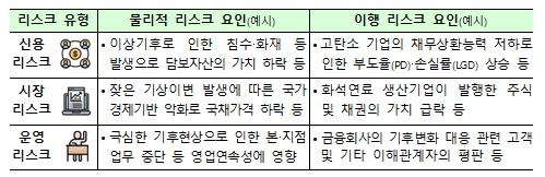 금융권의 기후리스크/자료=금감원