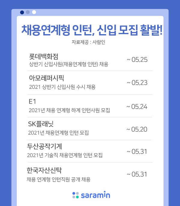 롯데백화점·아모레퍼시픽 등 '채용연계형' 인턴채용