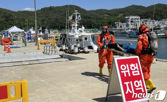 [사진] 보령해경, 해상 화학사고 대응훈련