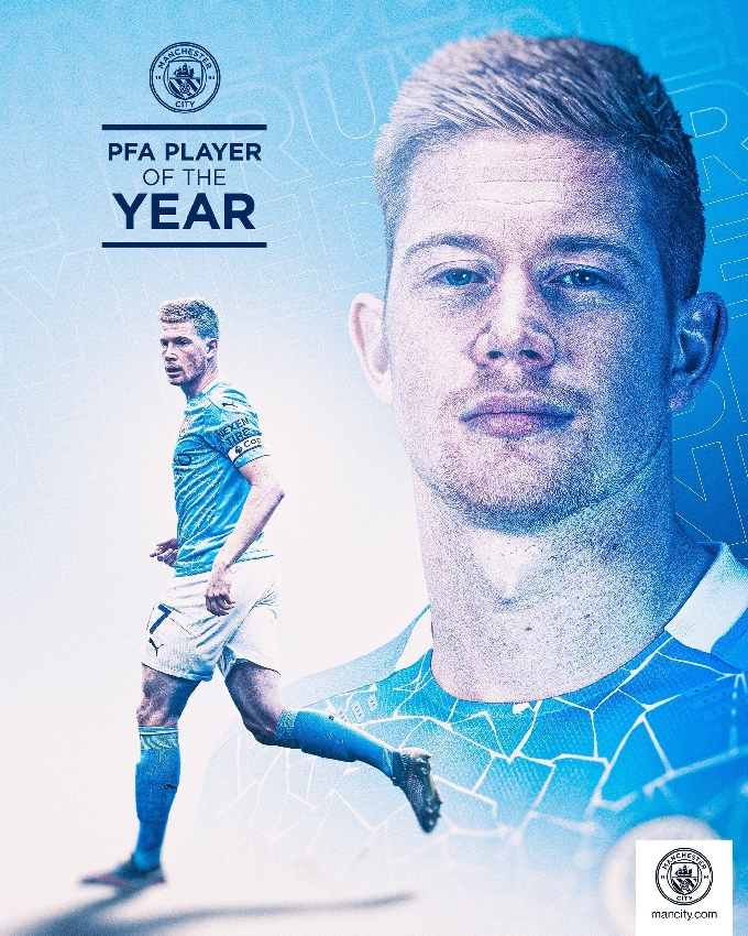 PFA 올해의 선수상을 받은 맨시티 케빈 데 브라위너. &#40;PFA SNS 캡처&#41; &copy; 뉴스1