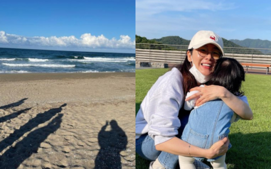 '9살 연하♥' 최지우, 남편X딸과 바닷가엔 무슨일?