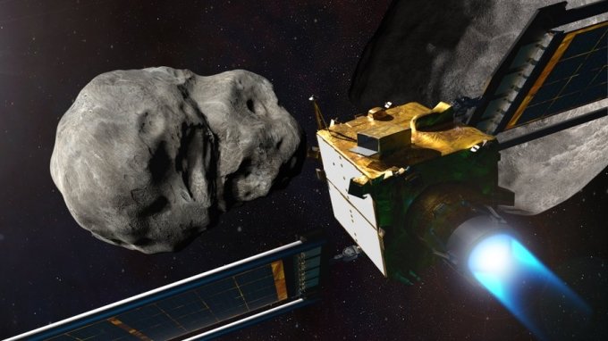 다트 우주선이 소행성 디모포스에 돌진하는 상상도. / 사진=미국 항공우주국