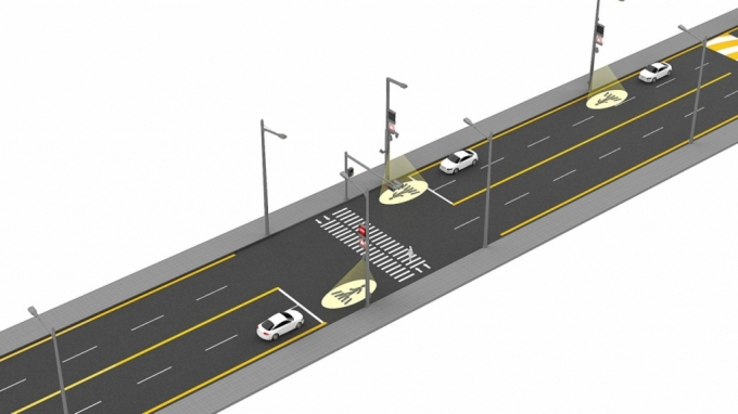 스마트 도로조명 플랫폼을 횡단보도에 설치한 예시/자료=건설연