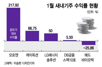 1월 하락장 뚫고 날아오른 새내기주...수익률 63%