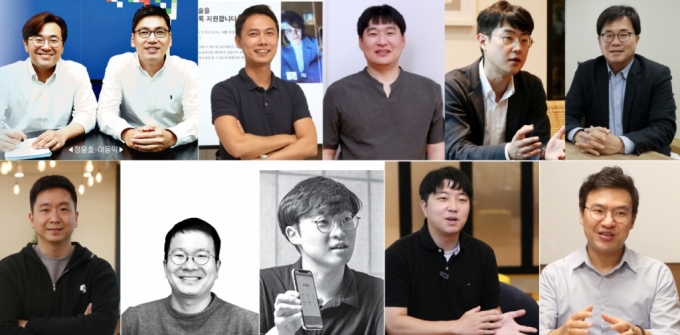 (왼쪽위부터 시계방향)정윤호&middot;이동익 해빗팩토리 대표, 장세영 딥브레인AI 대표, 김영록 나인와트 대표, 박재준 앤톡 대표, 이선구 아티웰스 대표, 서일서 모인 대표, 이광진 딥메디 대표, 박지혁 와들 대표, 이창수 올거나이즈 대표, 정지하 트립비토즈 대표/사진=이기범 기자 leekb@, 김휘선 기자 hwijpg@