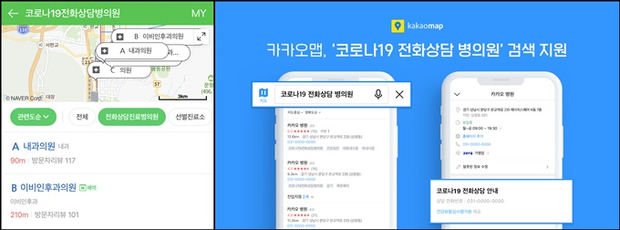 코로나 재택치료 '상담·처방 의원' 네이버·카카오에서 확인한다