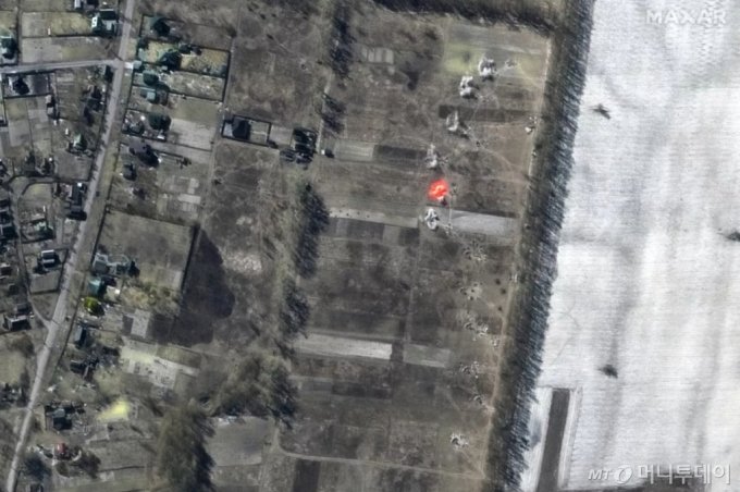  러시아군이 우크라이나 크이우에 포격을 가한 위성 사진. / 사진=맥사 테크놀로지스
