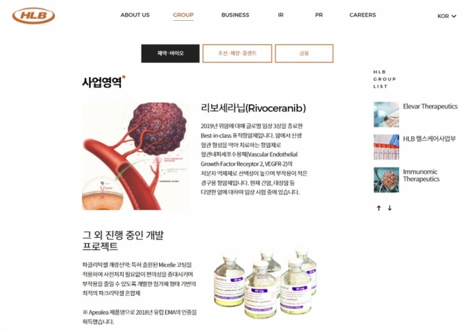 에이치엘비 홈페이지