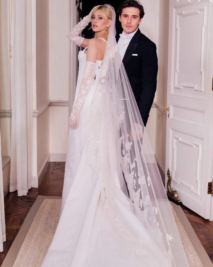 영국 축구스타 데이비드 베컴의 장남 브루클린과 배우 니콜라 펠츠의 결혼식 사진./사진=보그 인스타그램