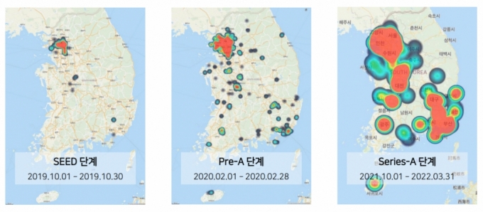 김캐디 앱으로 예약 가능한 전국의 스크린골프장 분포 /이미지=김캐디