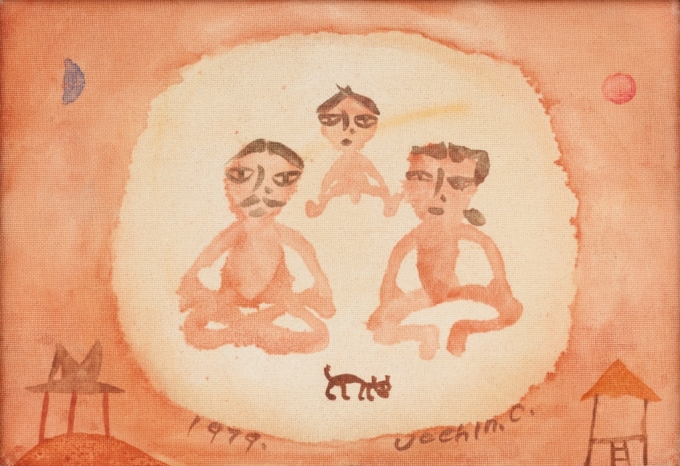 가족, 장욱진(1918-1990), 1979년, 캔버스에 유채, 15.5×22.5cm, 국립현대미술관