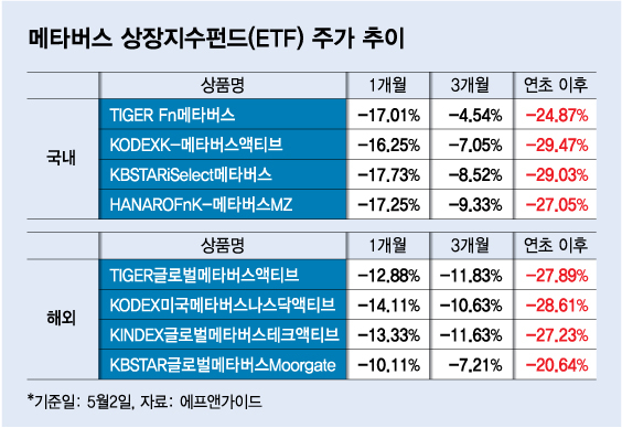 20% 수익률이 저세상 지하로…메타버스 Etf 연초 이후 -26.85% - 머니투데이