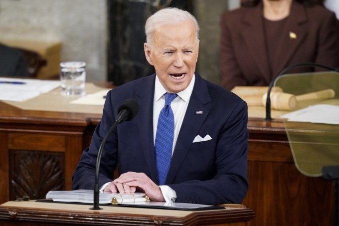 조 바이든 미국 대통령이 지난 3월 1일(현지시간) 취임 후 첫 국정연설에서 &quot;우크라이나 교전에 개입하지 않겠다&quot;는 입장을 재확인했다. /ⓒ AFP=뉴스1