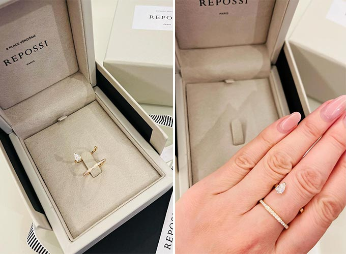 일본 모델 야노 시호가 남편인 격투기 선수 추성훈에게 생일 선물로 받은 &#039;레포시&#039;의 다이아몬드 반지를 착용한 모습./사진=야노 시호 인스타그램