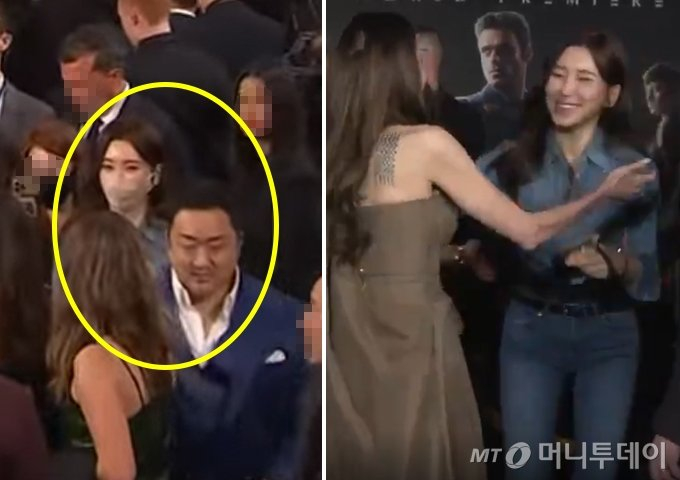 영화 &#039;이터널스&#039; 월드 프리미어를 함께 찾은 마동석·예정화 커플 /사진=마블 엔터테인먼트 유튜브, 버라이어티 트위터