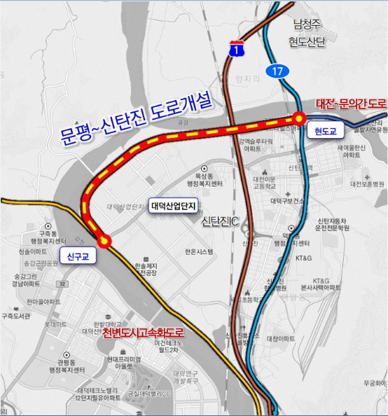 대전시가 오는 2029년 완공목표로 문평~신탄진 도로개설사업을 본격 추진한다./사진제공=대전시