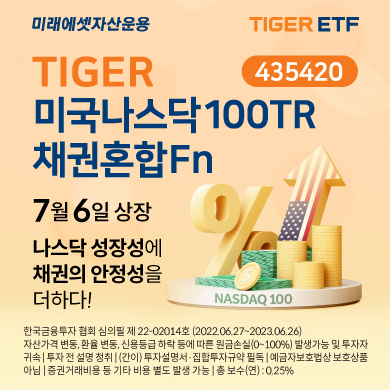 Tiger 미국나스닥100채권혼합Fn' Etf 거래이벤트 - 머니투데이