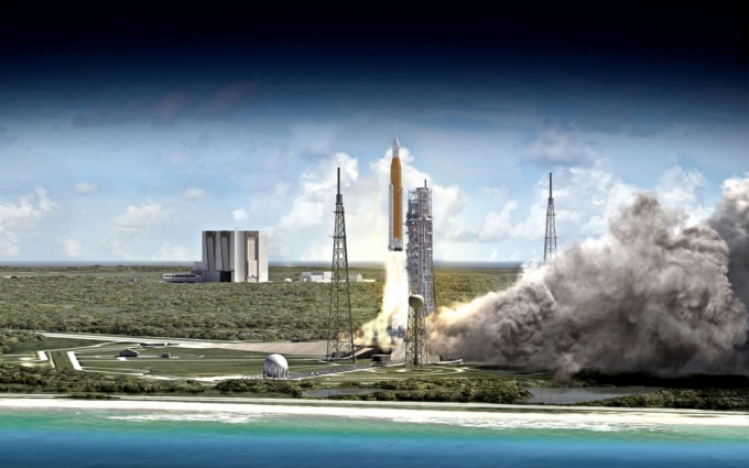 ̱װֱ(NASA) Ƹ׹̽ 1ȣ  ֹ߻ý(SLS). ַ   󵵷 Ÿ . / =̱װֱ(NASA)