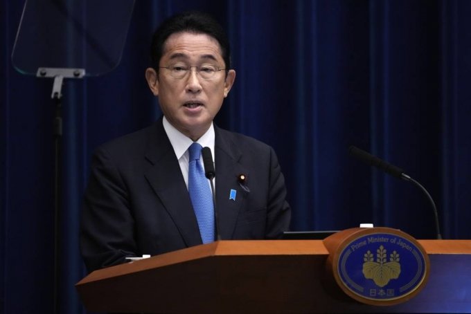 기시다 후미오 일본 총리가 지난달 31일 도쿄 총리 관저에서 대면 기자회견하는 모습. /사진=뉴시스