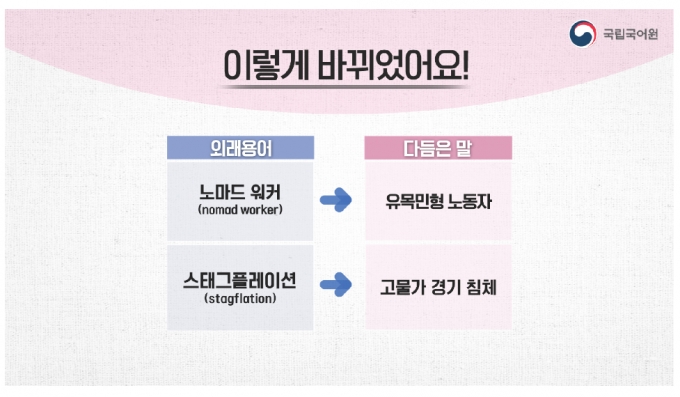 '노마드 워커·스태그플레이션' 우리말로 바꾸면?