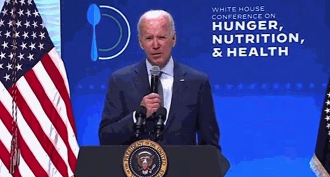 28일(현지 시간) 조 바이든 미국 대통령이 기아·영양·보건 관련 회의에서 숨진 연방 하원의원의 이름을 불렀다가 건강 이상설이 제기됐다. /사진=트위터